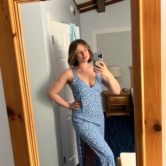 Reformation Lynda Blue Floral Print Midi Dress, Size 8 - Picture 10 of 14